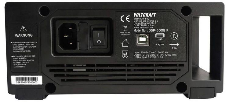 Produktbild: VOLTCRAFT DSP-3008 F Labornetzger&auml;t passiv gek&uuml;hlt 0 - 30 V 0 - 8 A 120 W l&uuml;fterlos USB Anzahl Ausg&auml;nge 1 x