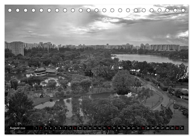 Produktbild: Singapur - Impressionen in schwarz - weiss (Tischkalender 2026 DIN A5 quer), CALVENDO Monatskalender