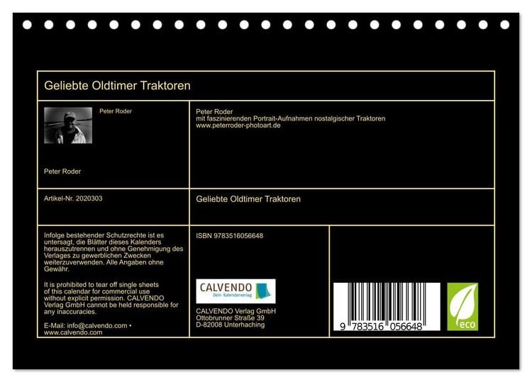 Produktbild: Geliebte Oldtimer Traktoren (Tischkalender 2026 DIN A5 quer), CALVENDO Monatskalender