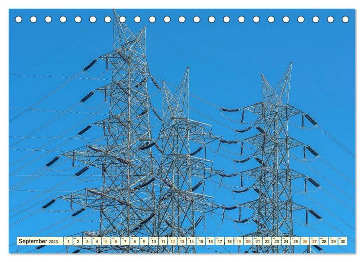 Produktbild: Strommasten - Wege des Stroms (Tischkalender 2026 DIN A5 quer), CALVENDO Monatskalender
