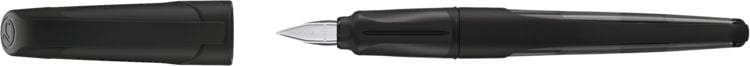Produktbild: STABILO Schulf&uuml;ller mit Linksh&auml;nder-Feder L -   EASYbuddy Twilight Sky in schwarz/schwarz - Schreibfarbe blau (l&ouml;schbar) - Einzelstift - inkl. Patrone