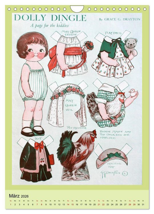 Produktbild: Dolly Dingle Kalender - Anziehpuppen von Grace G. Drayton (Wandkalender 2026 DIN A4 hoch), CALVENDO Monatskalender
