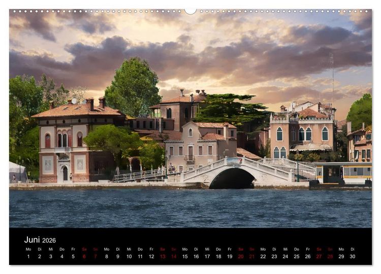 Produktbild: Momenti di Venezia - Venezianische Momente (hochwertiger Premium Wandkalender 2026 DIN A2 quer), Kunstdruck in Hochglanz