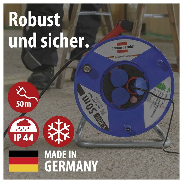 Produktbild: Brennenstuhl 1208590 Kabeltrommel 50.00 m Schwarz Schutzkontakt-Stecker