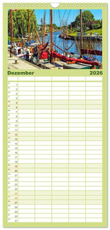 Produktbild: Familienplaner 2026 - Reise an die Nordsee - Carolinensiel mit 5 Spalten (Wandkalender, 21 x 45 cm) CALVENDO