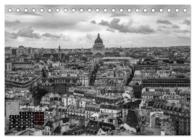 Produktbild: Paris-Impressionen in Schwarz-Wei&szlig; (Tischkalender 2026 DIN A5 quer), CALVENDO Monatskalender