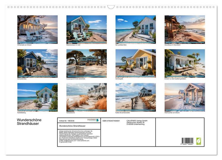 Produktbild: Wundersch&ouml;ne Strandh&auml;user (Wandkalender 2026 DIN A2 quer), CALVENDO Monatskalender
