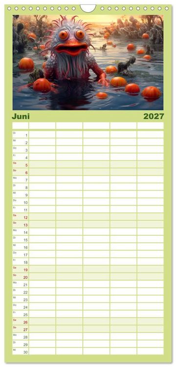 Produktbild: Familienplaner 2027 - Monsterm&auml;&szlig;ig durchs Jahr mit 5 Spalten (Wandkalender, 21 x 45 cm) CALVENDO