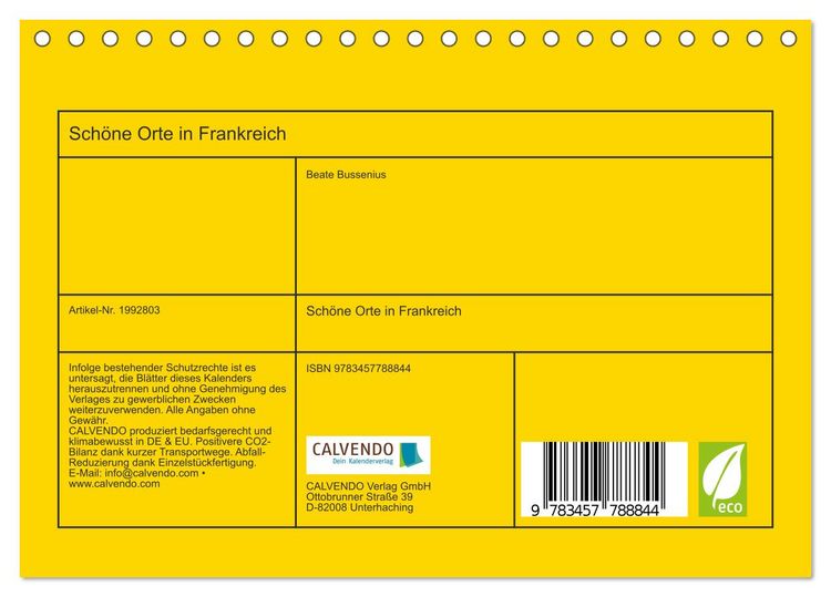 Produktbild: Sch&ouml;ne Orte in Frankreich (Tischkalender 2026 DIN A5 quer), CALVENDO Monatskalender