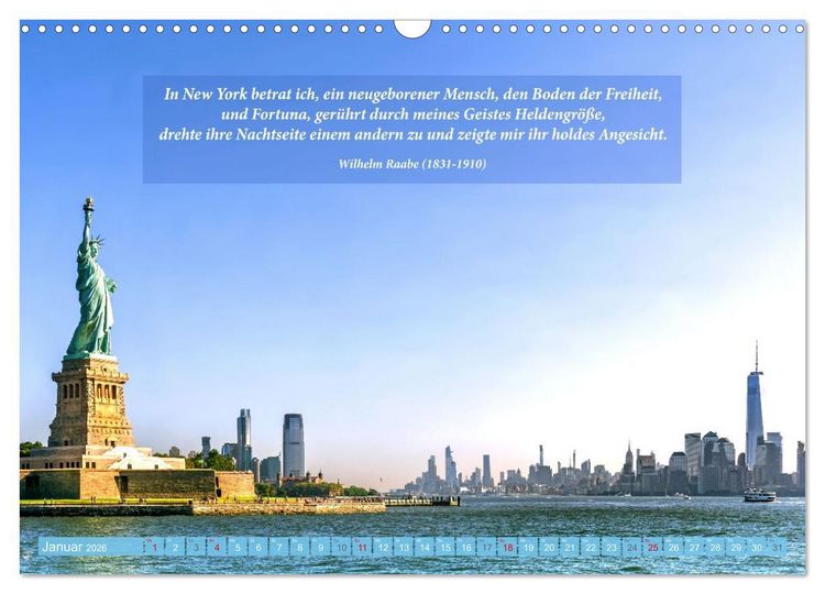 Produktbild: New York Ansichten - Literaturkalender (Wandkalender 2026 DIN A3 quer), CALVENDO Monatskalender