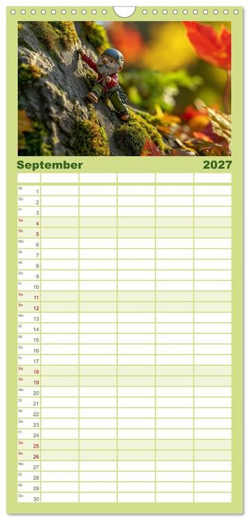 Produktbild: Familienplaner 2027 - Sportliche Gartenzwerge mit 5 Spalten (Wandkalender, 21 x 45 cm) CALVENDO