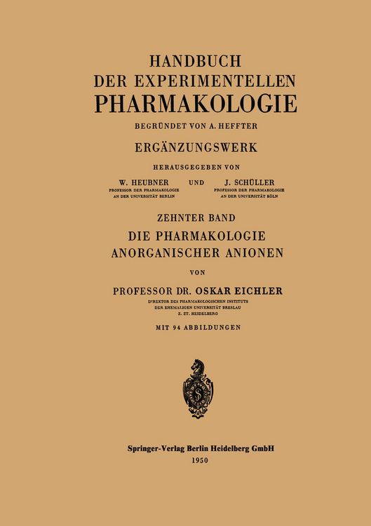 Produktbild: Die Pharmakologie Anorganischer Anionen