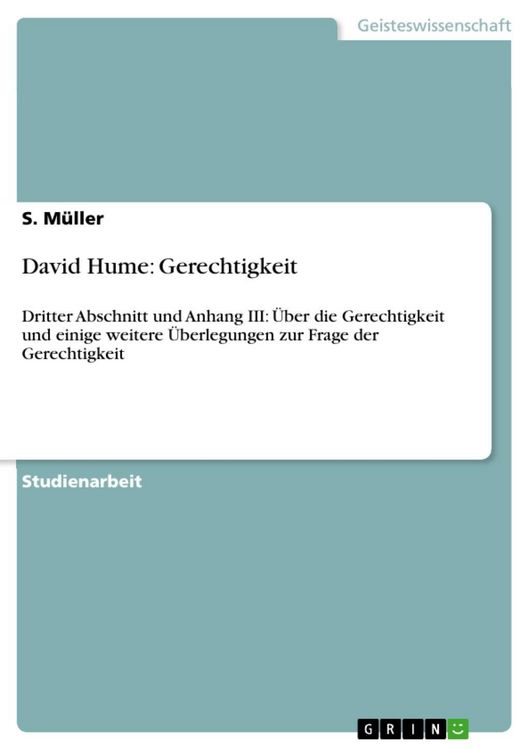 Produktbild: David Hume: Gerechtigkeit