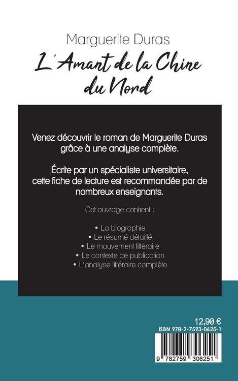 Produktbild: L'Amant de la Chine du Nord de Marguerite Duras (fiche de lecture et analyse compl&egrave;te de l'&iquest;uvre)