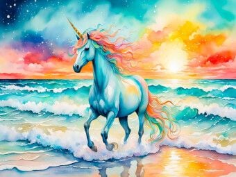 Produktbild: CALVENDO Puzzle Einhorn am magischen Meeresstrand | 1000 Teile Lege-Gr&ouml;&szlig;e 64x48cm Foto-Puzzle f&uuml;r gl&uuml;ckliche Stunden