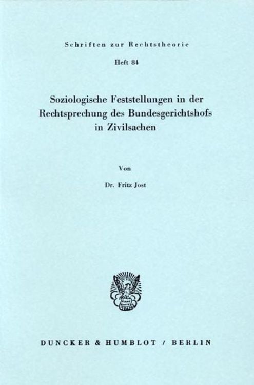 Produktbild: Soziologische Feststellungen in der Rechtsprechung des Bundesgerichtshofs in Zivilsachen.