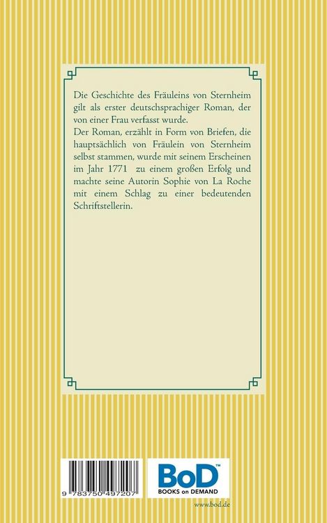 Produktbild: Geschichte des Fr&auml;uleins von Sternheim