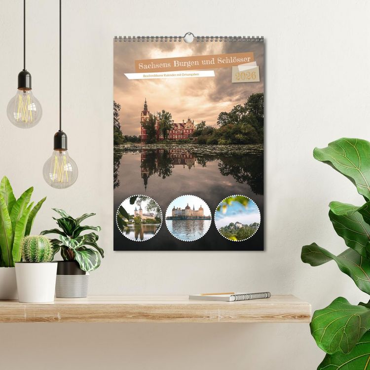 Produktbild: Sachsens Burgen und Schl&ouml;sser - Beschreibbarer Kalender mit Ortsangaben (Wandkalender 2026 DIN A3 hoch), CALVENDO Monatskalender