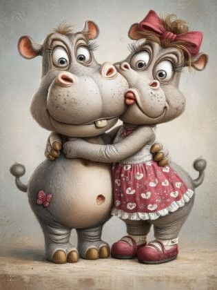 Produktbild: CALVENDO Puzzle Nilpferd - Liebe | 1000 Teile Lege-Gr&ouml;&szlig;e 64x48cm Foto-Puzzle f&uuml;r gl&uuml;ckliche Stunden