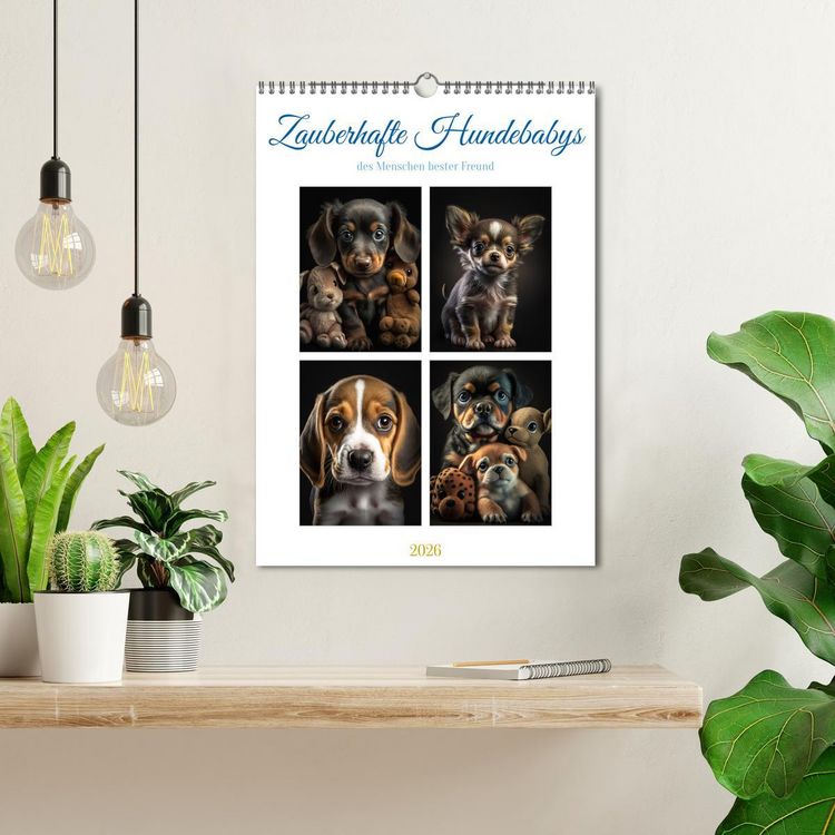 Produktbild: Zauberhafte Hundebabys (Wandkalender 2026 DIN A3 hoch), CALVENDO Monatskalender