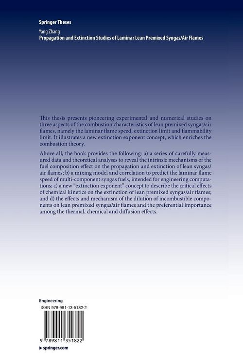 Produktbild: Propagation and Extinction Studies of Laminar Lean Premixed Syngas/Air Flames