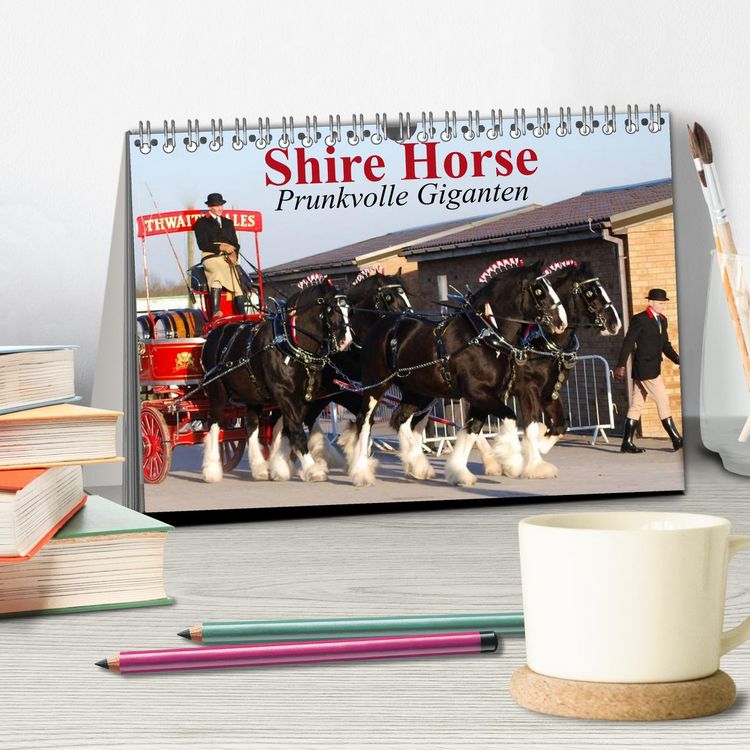 Produktbild: Shire Horse &bull; Prunkvolle Giganten (Tischkalender 2026 DIN A5 quer), CALVENDO Monatskalender