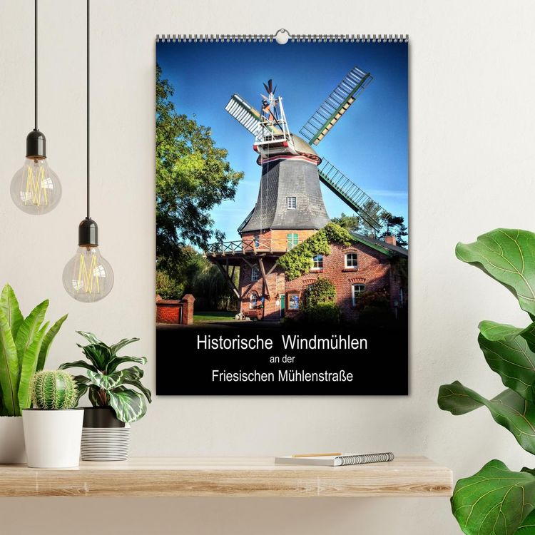 Produktbild: Historische Windm&uuml;hlen an der Friesischen M&uuml;hlenstra&szlig;e / Geburtstagsplaner (Wandkalender 2026 DIN A2 hoch), CALVENDO Monatskalender