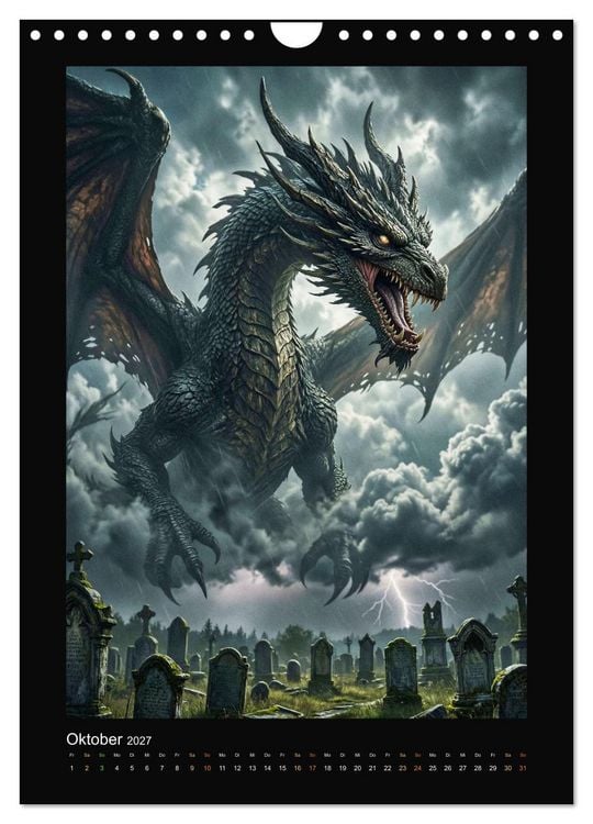 Produktbild: Drachen - Magische Herrscher, Dark‑Fantasy Wandkalender (Wandkalender 2027 DIN A4 hoch), CALVENDO Monatskalender