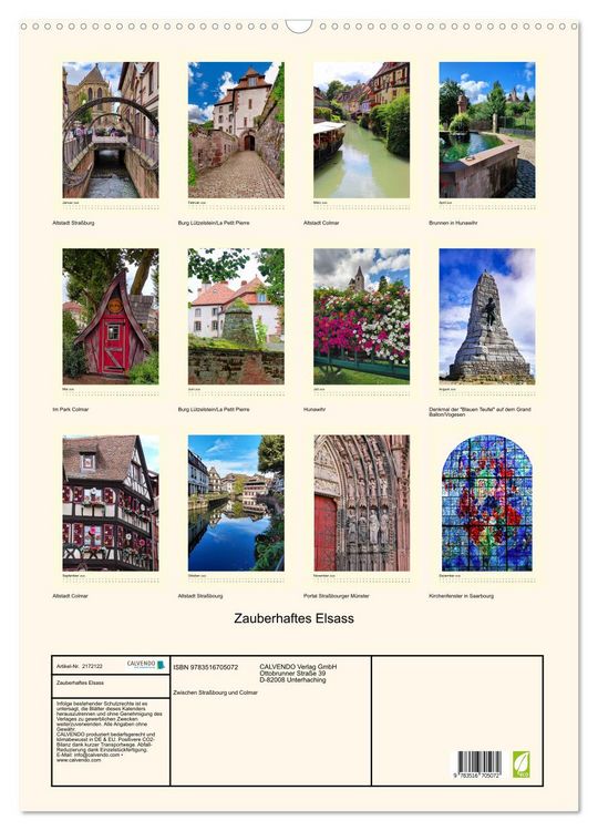 Produktbild: Zauberhaftes Elsass (Wandkalender 2026 DIN A2 hoch), CALVENDO Monatskalender