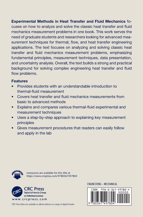 Produktbild: Experimental Methods in Heat Transfer and Fluid Mechanics