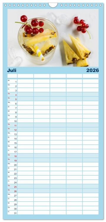 Produktbild: Familienplaner 2026 - Frisches Aromawasser mit 5 Spalten (Wandkalender, 21 x 45 cm) CALVENDO
