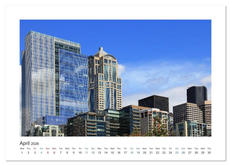 Produktbild: Seattle (High Quality Premium Wall Calendar 2026 DIN A2 landscape),CALVENDO 12 Month Wall Calendar