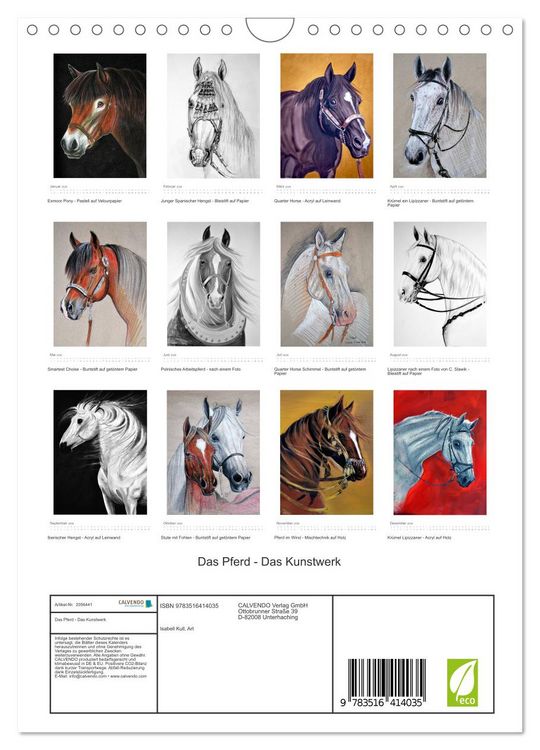 Produktbild: Das Pferd - Das Kunstwerk (Wandkalender 2026 DIN A4 hoch), CALVENDO Monatskalender