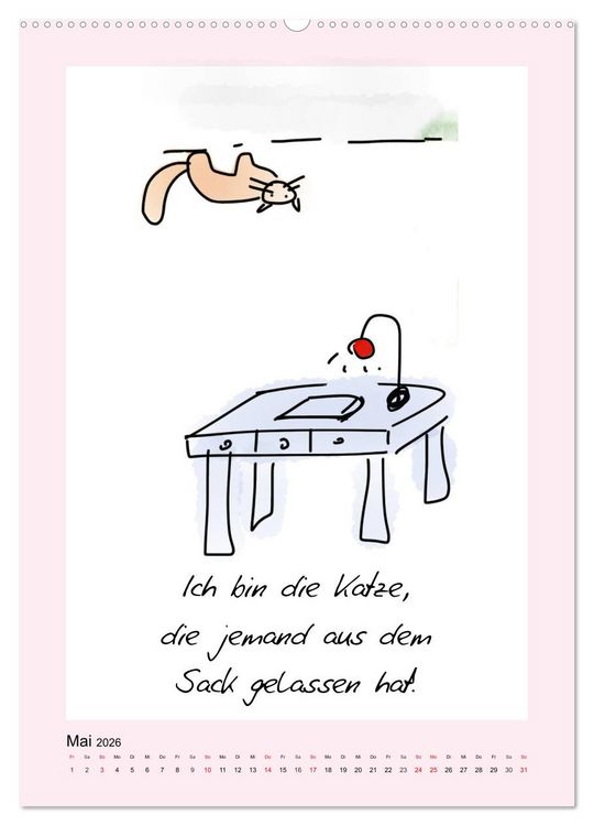 Produktbild: Katzen. Lustige Spr&uuml;che f&uuml;r Katzenmenschen (hochwertiger Premium Wandkalender 2026 DIN A2 hoch), Kunstdruck in Hochglanz