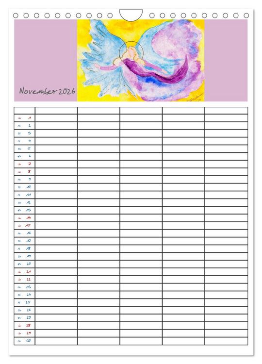 Produktbild: Engelhafter Familienplaner (Wandkalender 2026 DIN A4 hoch), CALVENDO Monatskalender