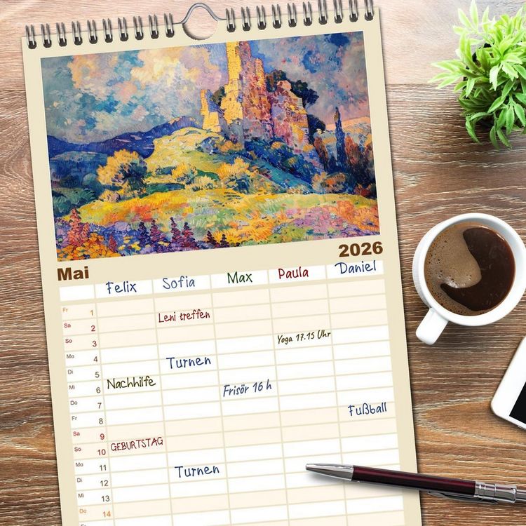 Produktbild: Familienplaner 2026 - Der Turm zu Babel: Ungemalte Bilder der Kunstgeschichte mit 5 Spalten (Wandkalender, 21 x 45 cm) CALVENDO