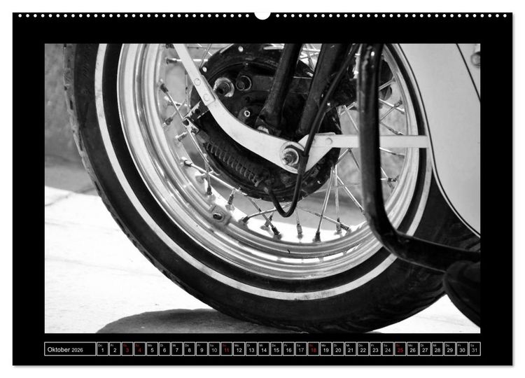 Produktbild: Harley Davidson WLA 750 in Schwarzweiss (Wandkalender 2026 DIN A2 quer), CALVENDO Monatskalender