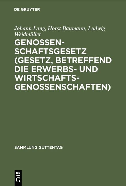 Produktbild: Genossenschaftsgesetz (Gesetz, betreffend die Erwerbs- und Wirtschaftsgenossenschaften)