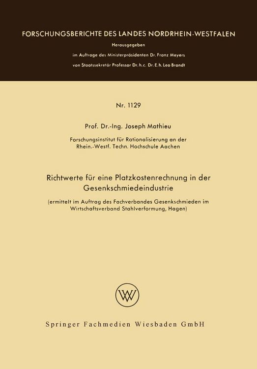 Produktbild: Richtwerte f&uuml;r eine Platzkostenrechnung in der Gesenkschmiedeindustrie