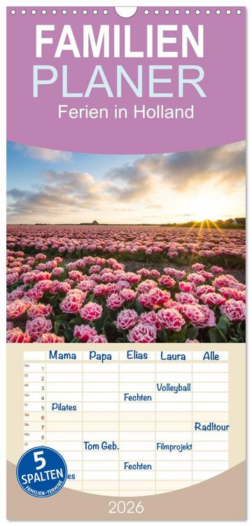 Produktbild: Familienplaner 2026 - Ferien in Holland mit 5 Spalten (Wandkalender, 21 x 45 cm) CALVENDO