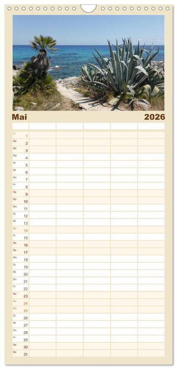 Produktbild: Familienplaner 2026 - Cala Ratjada mit 5 Spalten (Wandkalender, 21 x 45 cm) CALVENDO