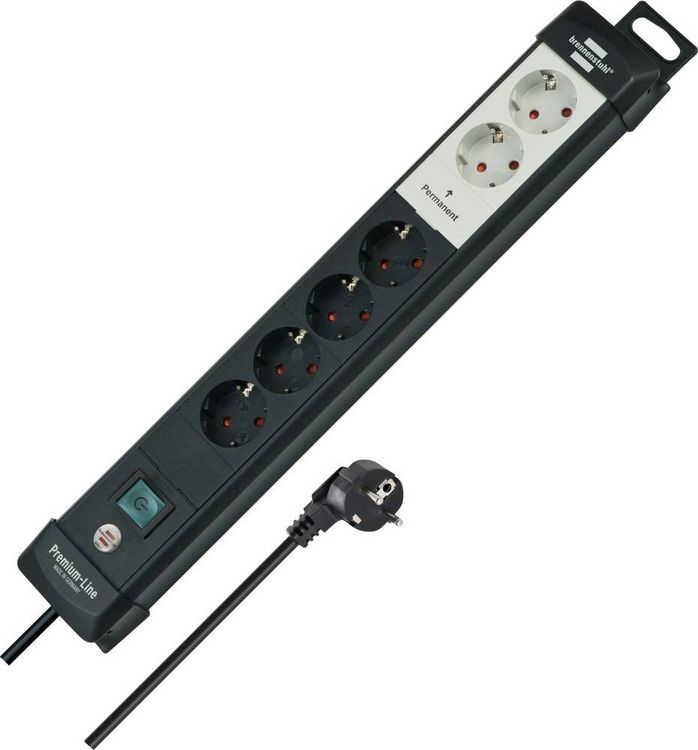 Produktbild: Brennenstuhl 1951160600 Steckdosenleiste mit Schalter 6fach Schwarz, Lichtgrau Schutzkontakt 1 St.