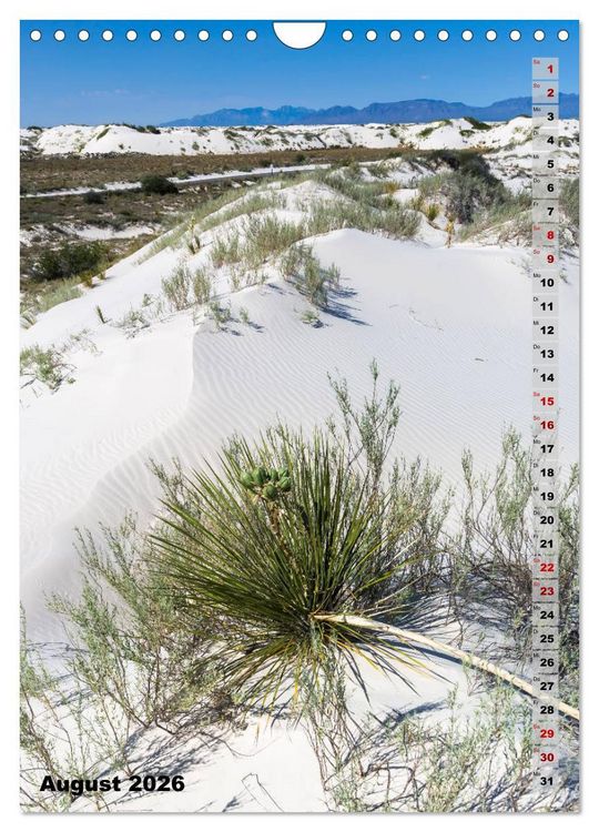Produktbild: WHITE SANDS NATIONAL MONUMENT W&uuml;stenimpressionen (Wandkalender 2026 DIN A4 hoch), CALVENDO Monatskalender