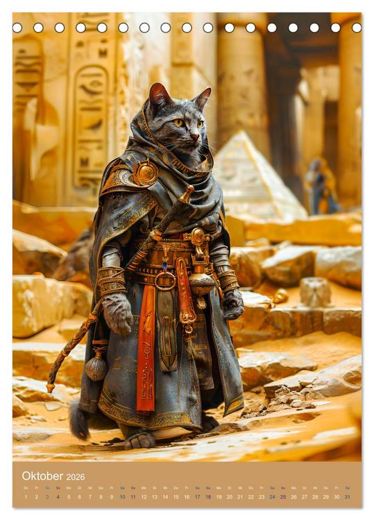 Produktbild: &Auml;gyptens Katzen - G&ouml;ttliche Eleganz im Stile der Pharaonen (Tischkalender 2026 DIN A5 hoch), CALVENDO Monatskalender