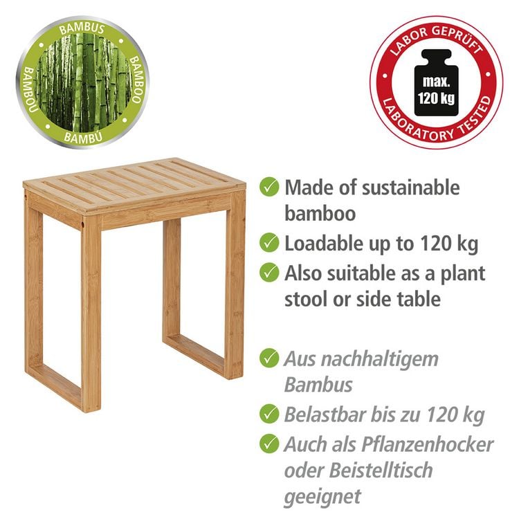 Produktbild: Badhocker Mod. Bamboo, Hocker aus Bambus