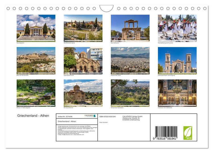 Produktbild: Griechenland - Athen (Wandkalender 2026 DIN A4 quer), CALVENDO Monatskalender