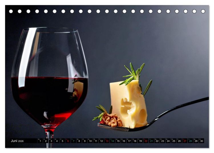 Produktbild: Gourmet K&auml;se - und Weingenuss (Tischkalender 2026 DIN A5 quer), CALVENDO Monatskalender
