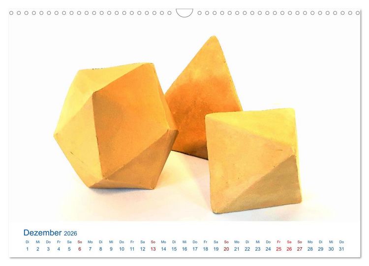 Produktbild: Formvollendete Symmetrie - Die platonischen K&ouml;rper modelliert mit Ton (Wandkalender 2026 DIN A3 quer), CALVENDO Monatskalender