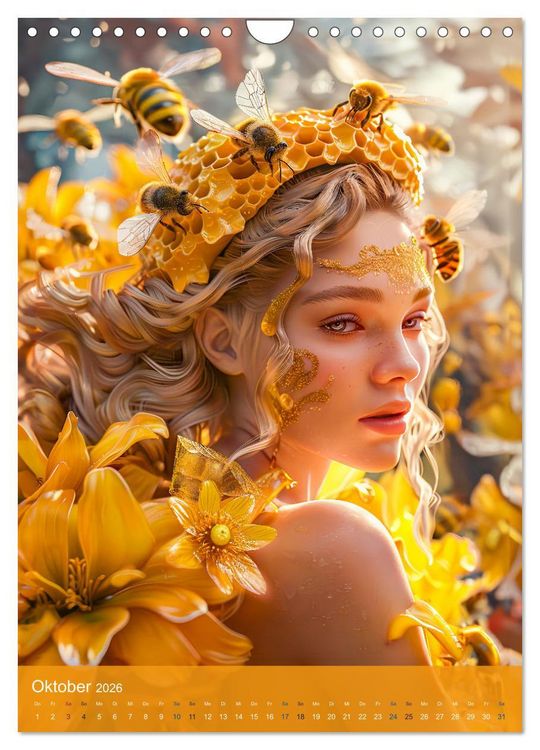 Produktbild: Bienenk&ouml;nigin - Goldene Harmonie von Sch&ouml;nheit, Honig und Bienen (Wandkalender 2026 DIN A4 hoch), CALVENDO Monatskalender