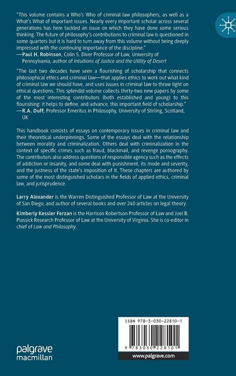 Produktbild: The Palgrave Handbook of Applied Ethics and the Criminal Law